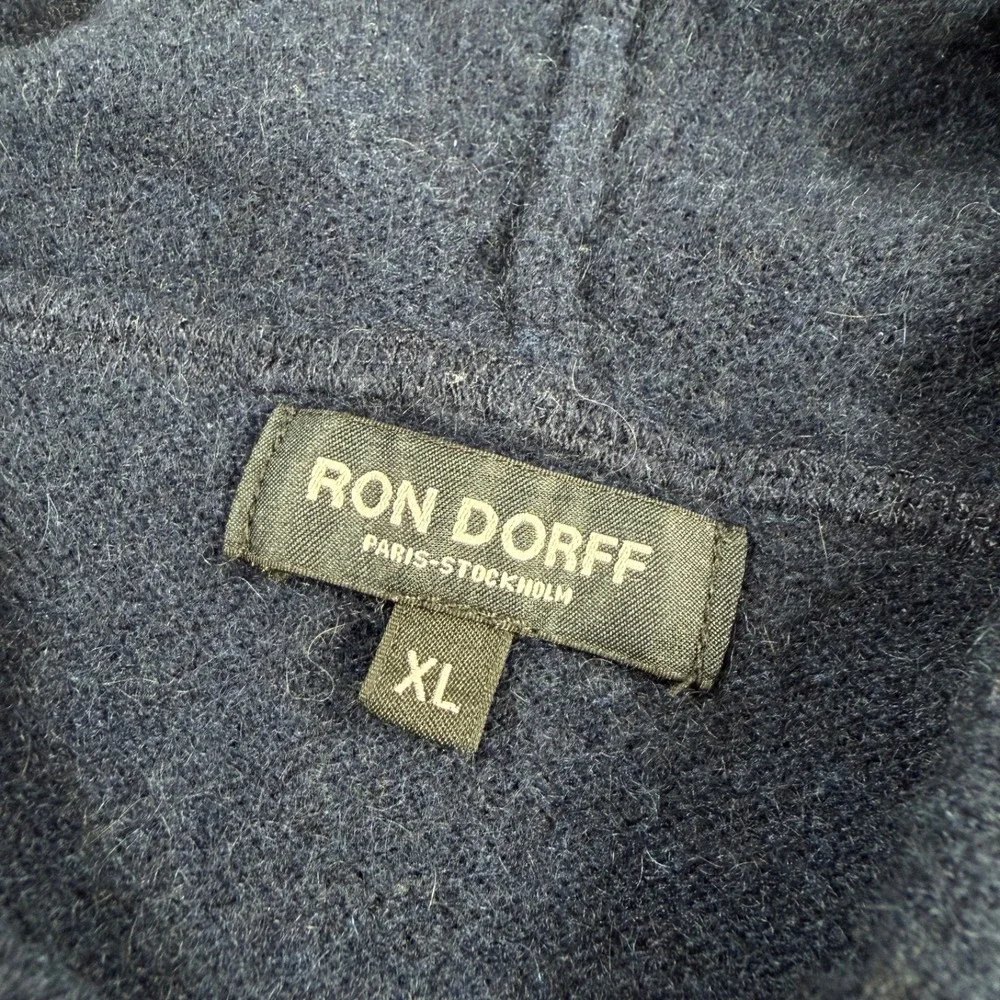 Ron Dorff Cashmere Sweater Hoodie XL Navy Blue Long Sleeve Hood